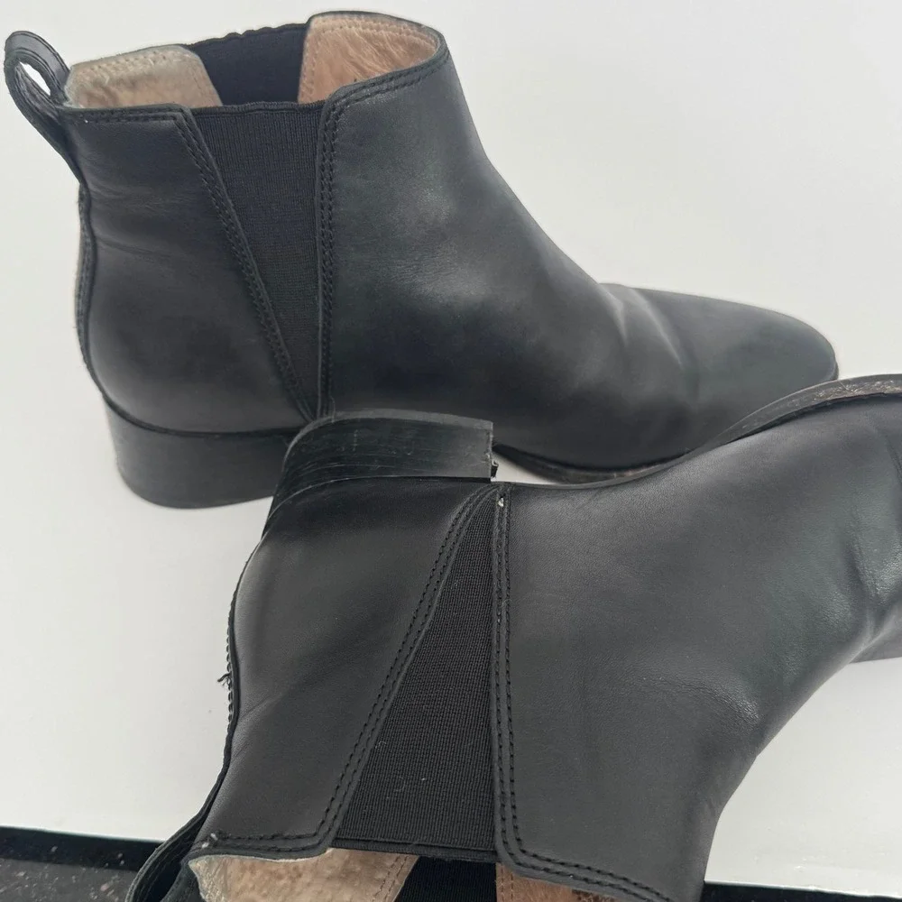 Madewell Leather Carina‎ Ankle Boots Chelsea Block Heel Women Size 8 Boot